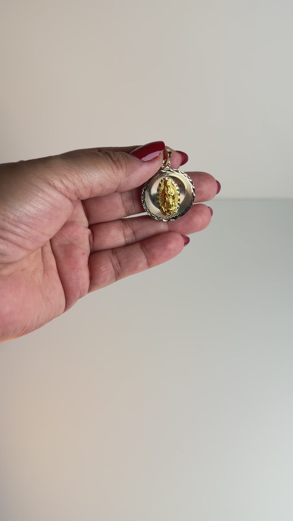 Women's 14K Gold Tricolor Virgin of Guadalupe Medallion Pendant