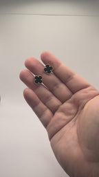 Women's 14K Gold Black Flower Stud Earrings